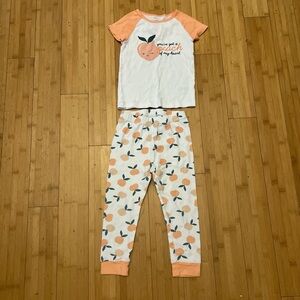 Wonder Nation Peach and White Kids Pajama Set